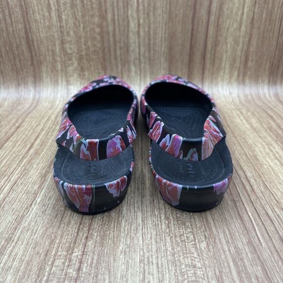 Crocs Eve Floral Black Pink Sling back Women’s Size 10 - Picture 4 of 6